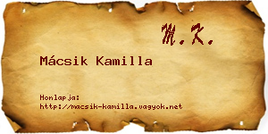 Mácsik Kamilla névjegykártya