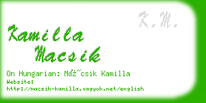 kamilla macsik business card